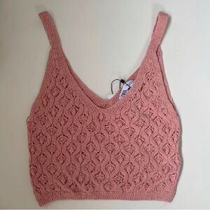 NEW Zara Knit Sleeveless Tank Top Pink Large